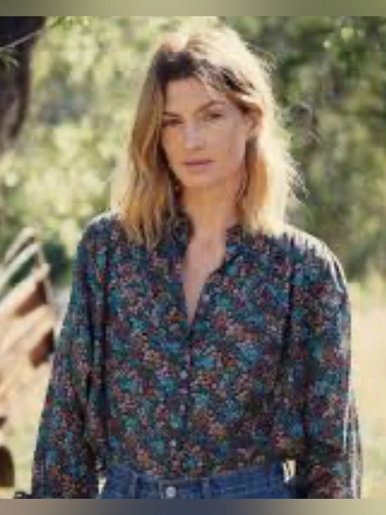 Doen Tops - DÔEN Rose Top Navy Lady Bird Floral M